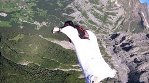 Video of Wingsuit Flying Down the Swiss Alps