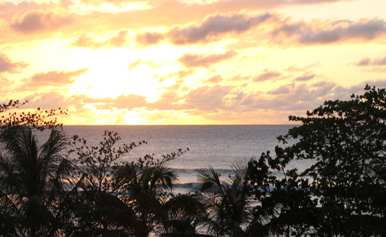 Sunset over Maria's surf break in Rincon, Puerto Rico.